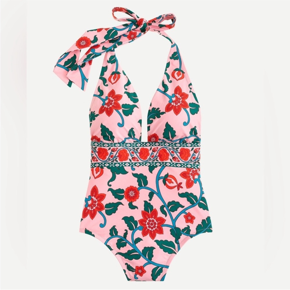 J. Crew Pink Floral One Piece Swimsuit